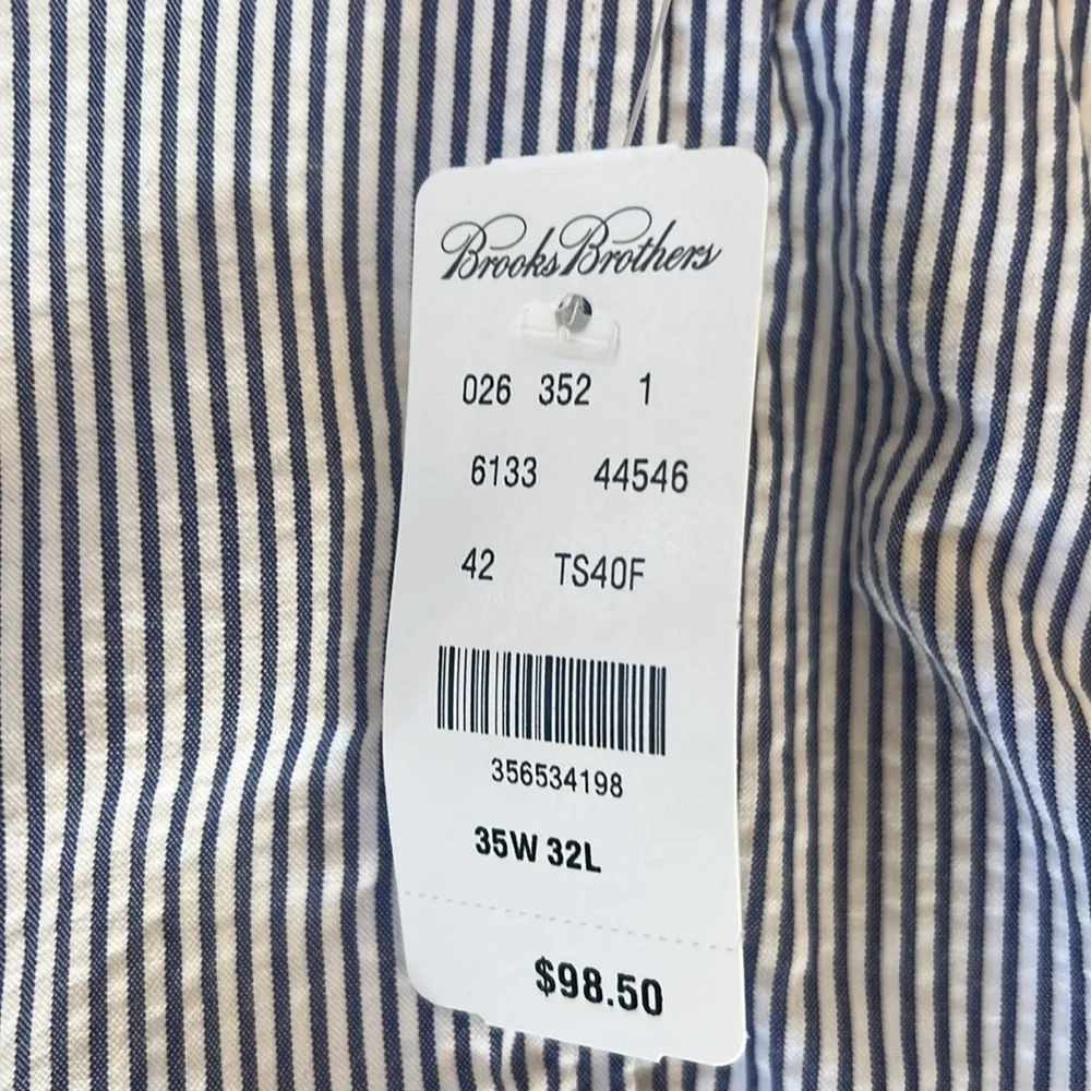NWT Mens Brooks Brothers Elliot Blue Seersucker Pant W35 L32 - Picture 5 of 8